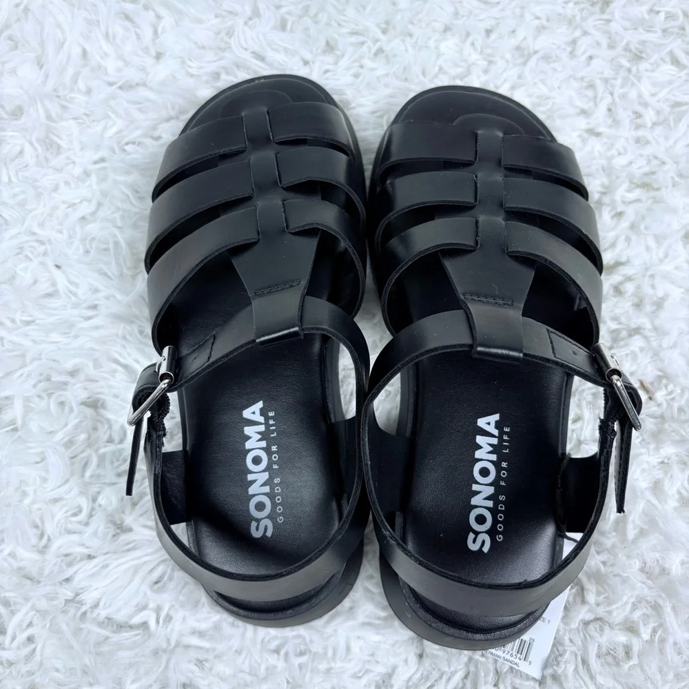 NWT SONOMA Black faux leather Chunky Platform Sandals size 1 & 3